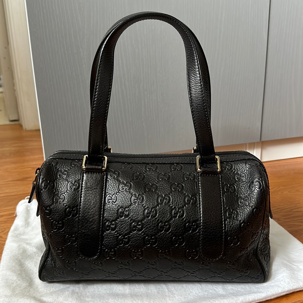 Gucci double handle Authentic leather GG print bag